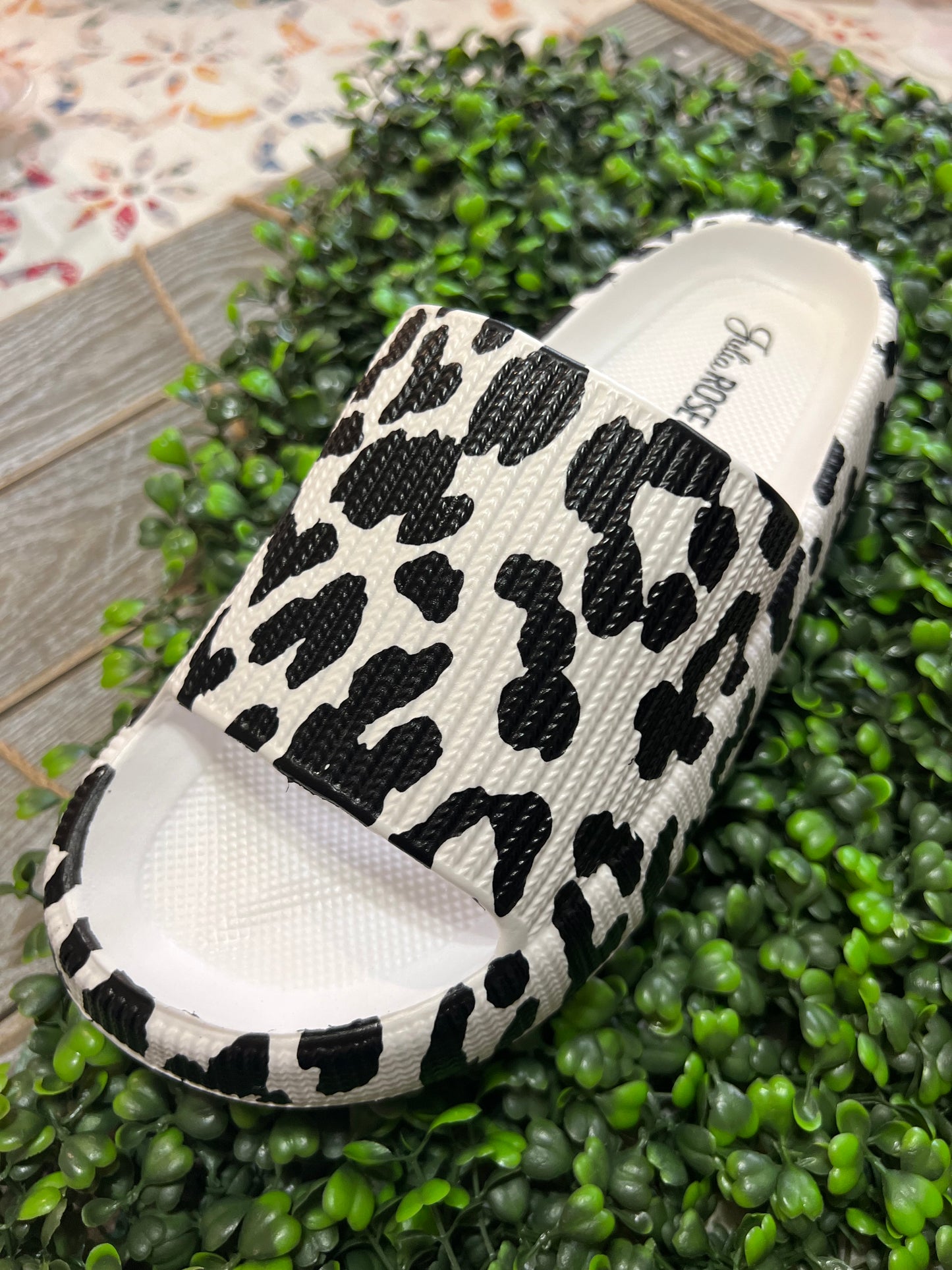 Kelsey Leopard Slides - White