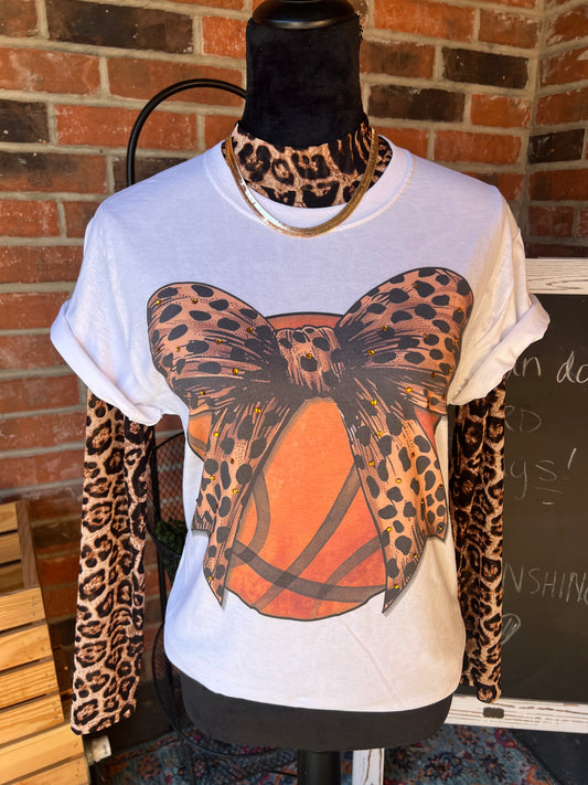 Leopard Bow Basketball Tee