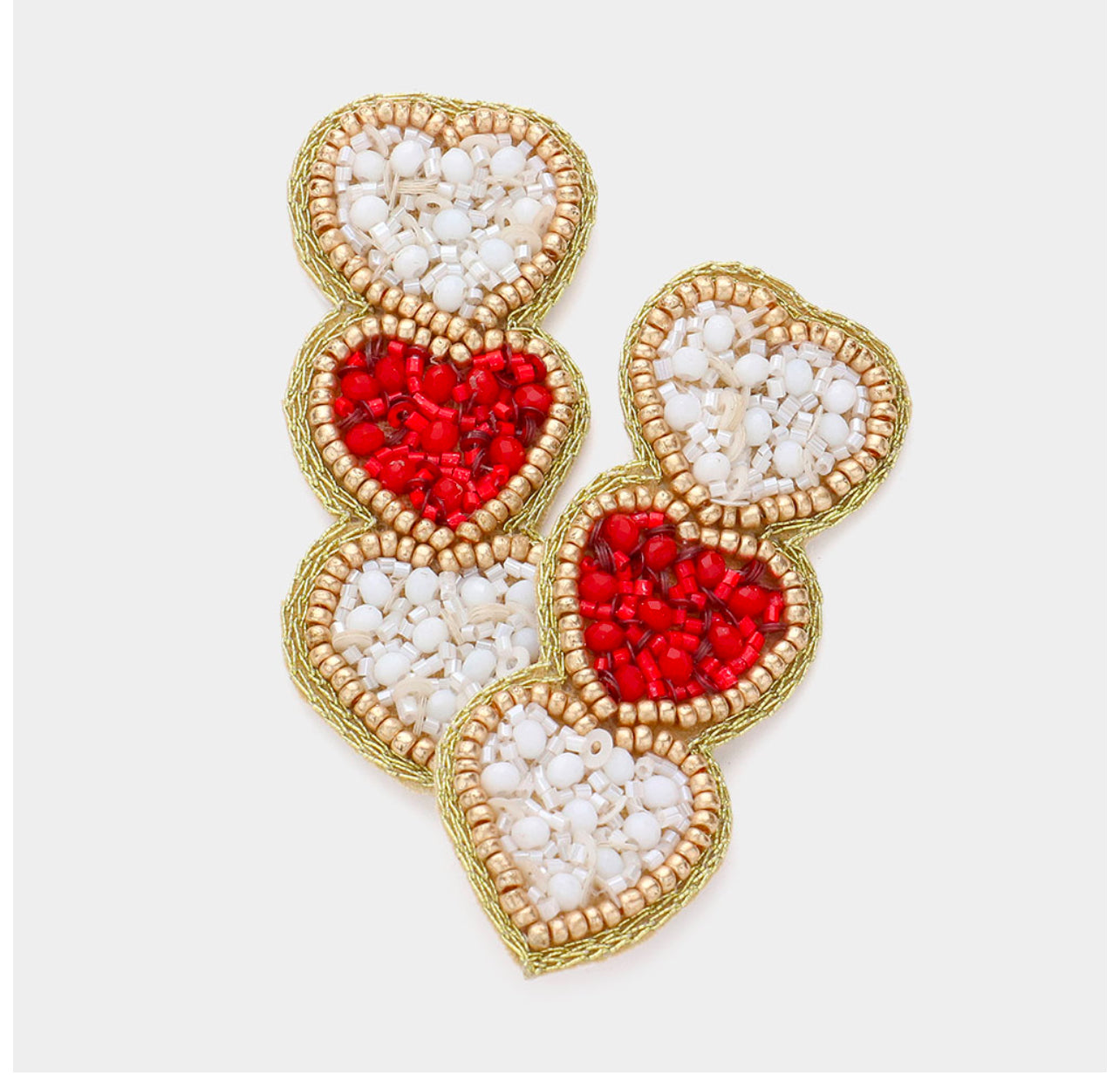 Three Tier Heart Beaded Earrings