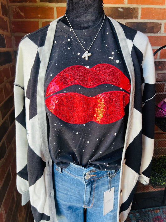 Valentine Kisses Sequin Embroidered Top