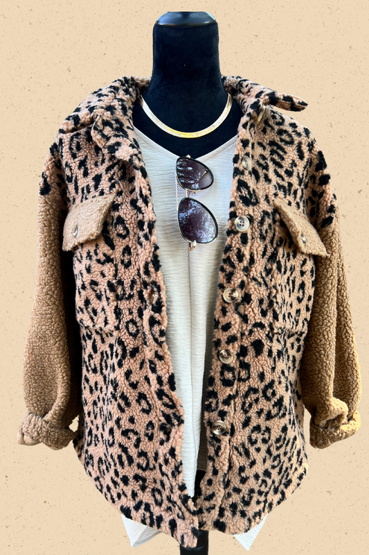 Oversized Leopard Fleece Jacket