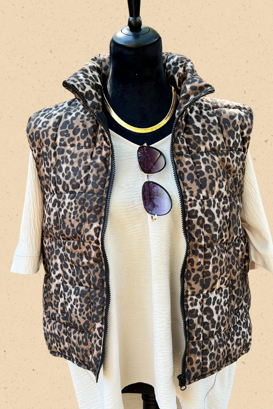 Leopard Puffer Vest