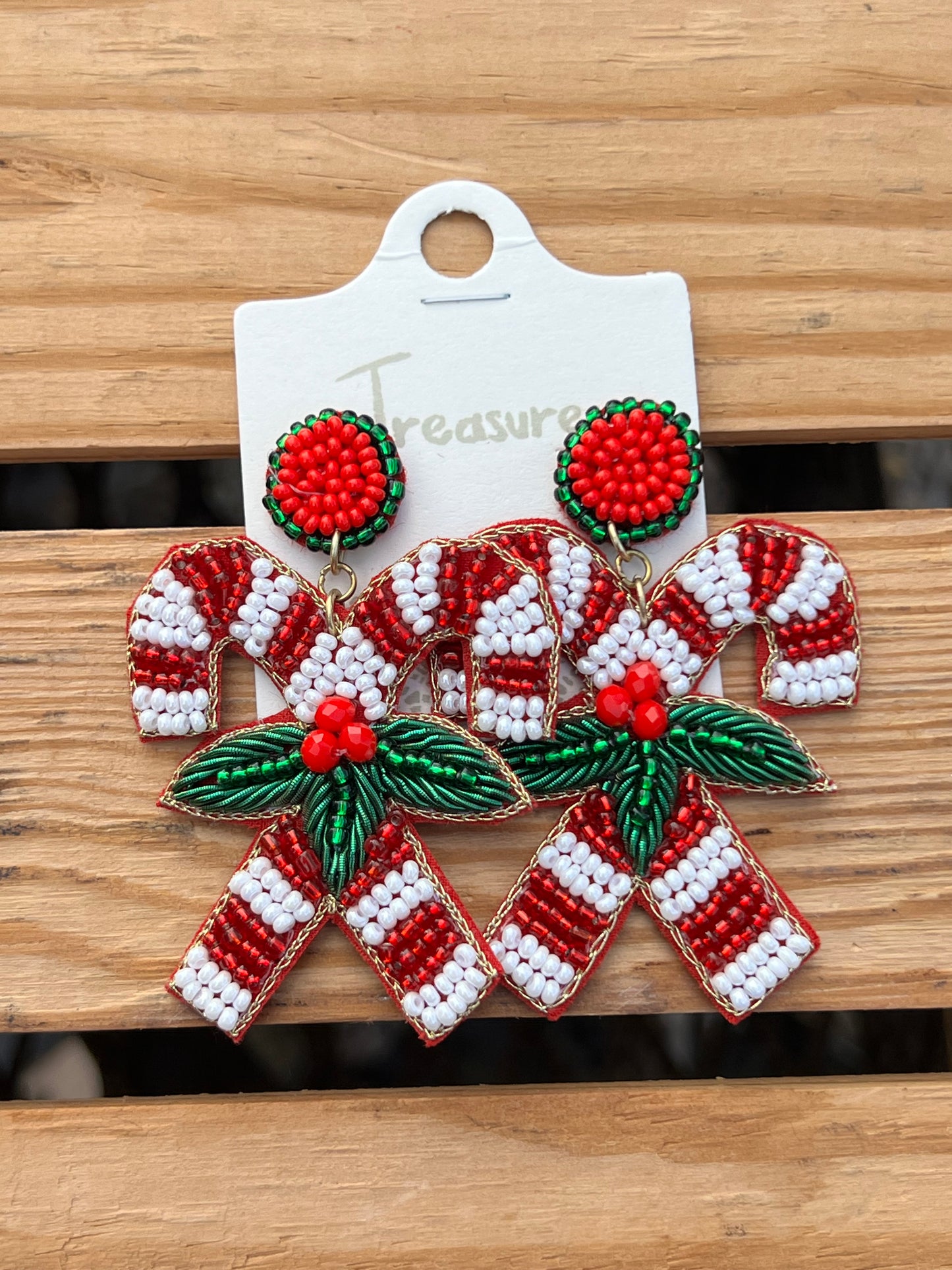 Candy Cane Lane Seed Bead Earrings